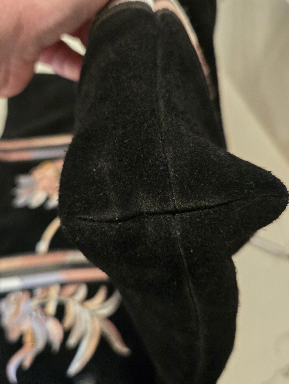 Free People Black Suede Embroidered Beaded Tote Bag Purse - Picture 10 of 16